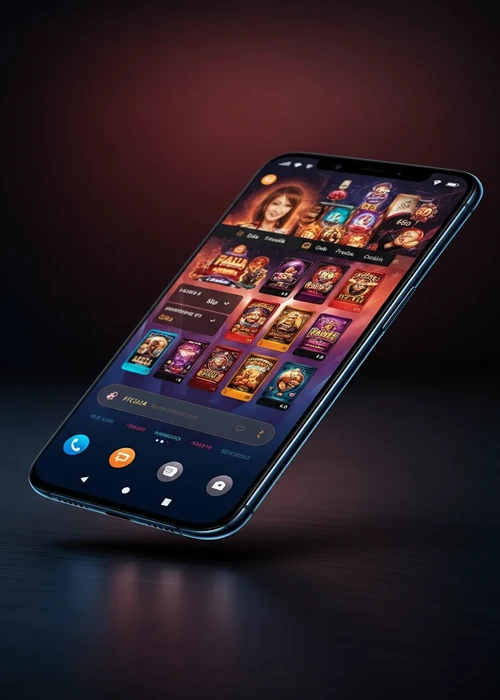 Visually appealing interface of Mr Mega Casino on a mobile device showcasing popular slot games